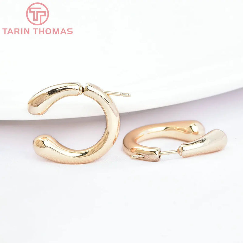 2PCS 19x18MM 24K Brass U Shaped Stud Earrings
