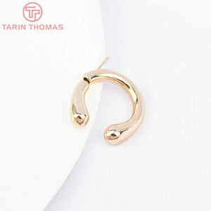 2PCS 19x18MM 24K Brass U Shaped Stud Earrings