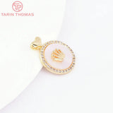 2PCS 13x16MM 24K Brass Zircon Crown Pendants DIY Jewelry Findings