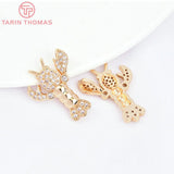 4PCS 22.5x17MM Zircon Crayfish Charms Pendants DIY Jewelry Findings