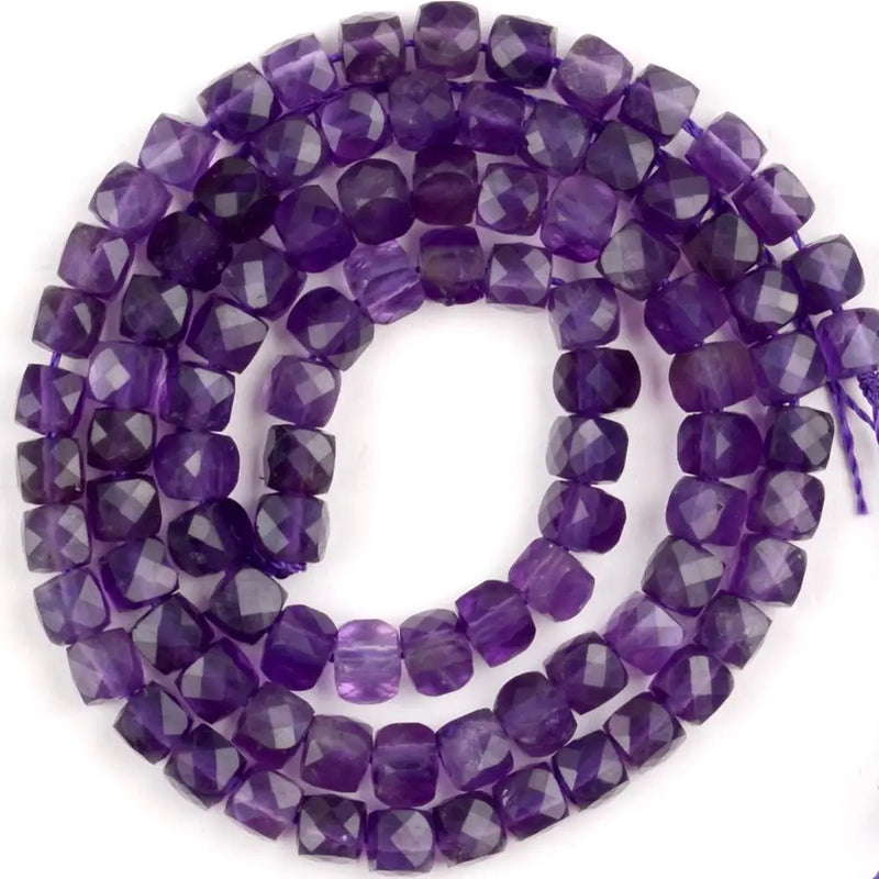 70Pcs 5mm Faceted Purple Amethysts Crystal Beads Natural Stone