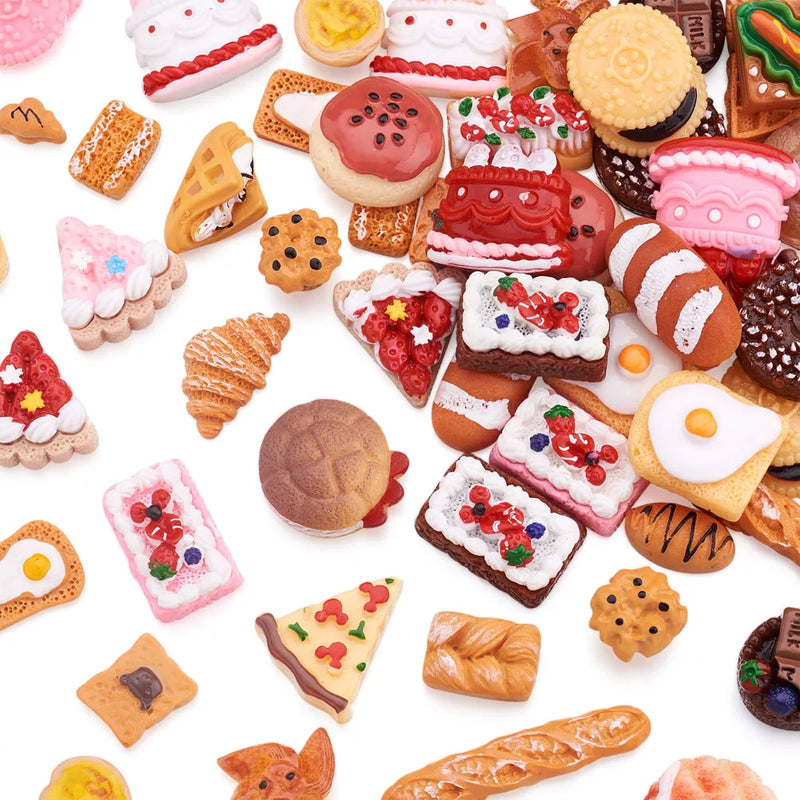70Pcs Cake Biscuit Bread Resin Flatback Cabochons for DIY Craft