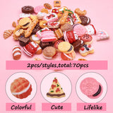 70Pcs Cake Biscuit Bread Resin Flatback Cabochons for DIY Craft
