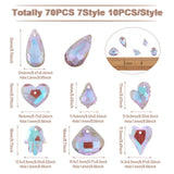 70Pcs Glass Pendants Teardrop Heart Crystal Charms DIY Bracelet Necklace