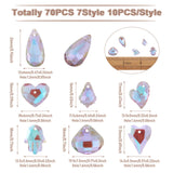 70Pcs Lilac Teardrop Heart Glass Charms Pendants for DIY Jewelry Making