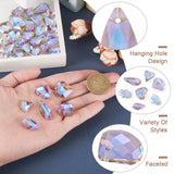 70Pcs Lilac Teardrop Heart Glass Charms Pendants for DIY Jewelry Making