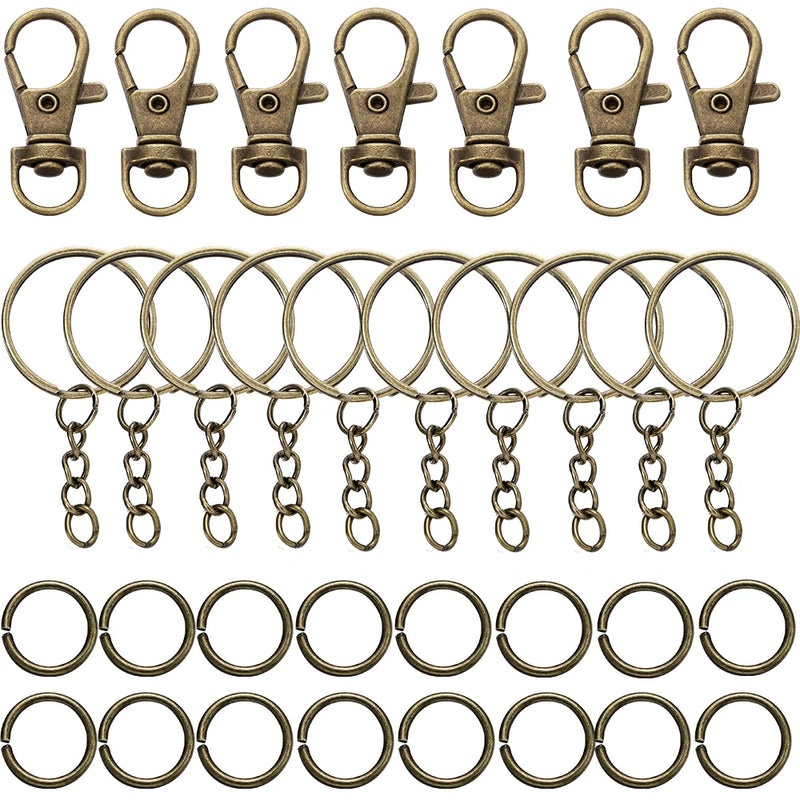 70Pcs Swivel Snap Hook Key Rings Jump Rings Connectors DIY Keychain