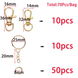 70Pcs Swivel Snap Hook Key Rings Jump Rings Connectors DIY Keychain
