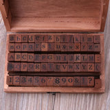 70Pcs Vintage DIY Number and Alphabet Letter Wood Rubber Stamps Set