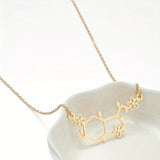 Men's Serotonin Molecule Pendant Necklace with Flower Charm