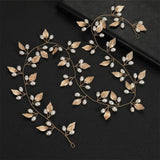 Gold/Silver Leaf Vine Hair Accessory Pearls Headbands for Women Girls