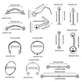 70pc Surgical Steel Body Piercing Jewelry Lot Bulk Nose Ring Tongue Bar Lot