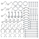 70pc Surgical Steel Body Piercing Jewelry Lot Bulk Nose Ring Tongue Bar Lot