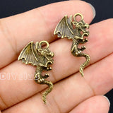 70pcs Antique Bronze Fly Dragon Charms Pendant