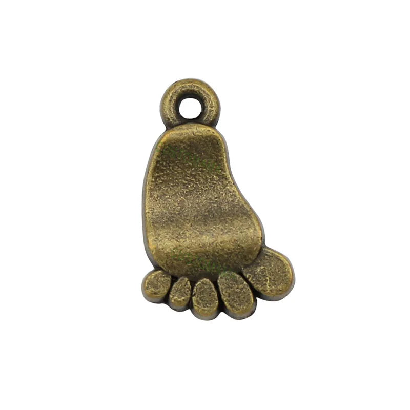 70pcs Antique Bronze Foot Charms Pendant 18x11mm