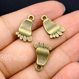 70pcs Antique Bronze Foot Charms Pendant 18x11mm