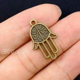 70pcs Antique Bronze Hamsa Hand Charms Pendant 24x16mm DIY Supplies