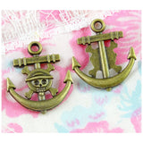 70pcs Antique Bronze Skull Anchor Charms 22x19mm