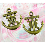 70pcs Antique Bronze Skull Anchor Charms 22x19mm