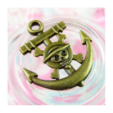 70pcs Antique Bronze Skull Anchor Charms 22x19mm