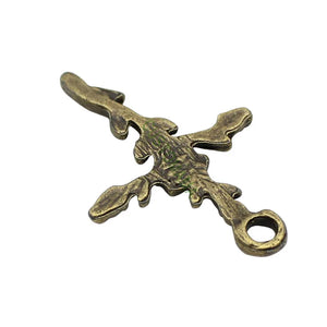 70pcs Antique Bronze Detailed Rose Cross Charm Pendant 34x23mm