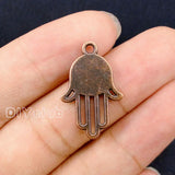 70pcs Antique Copper Hamsa Hand Charms Pendant 24x16mm