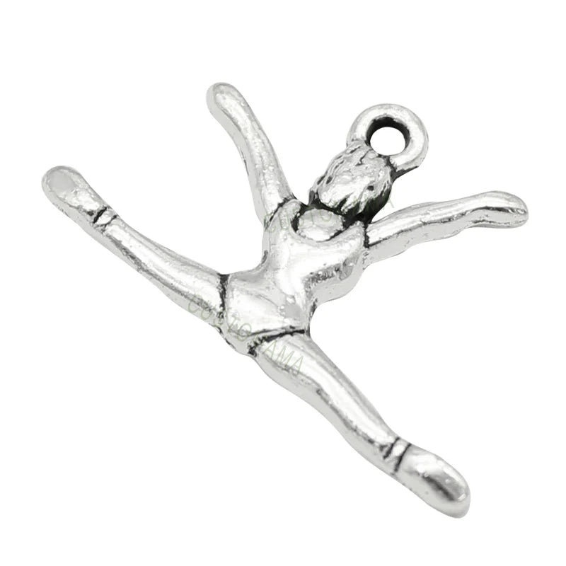 70pcs Tibetan Silver Gymnastics Charms Pendant 27x16mm