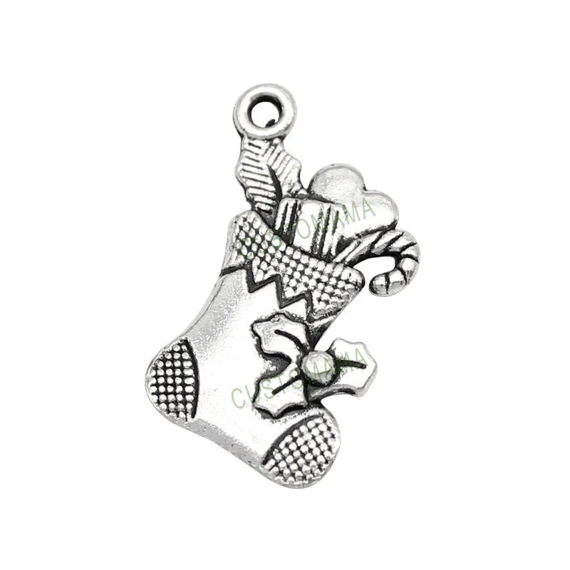 70pcs Tibetan Silver Christmas Stocking Charms Pendant 20x13mm