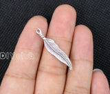 70pcs Tibetan Silver Feather Charms Pendant