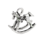 70pcs Antique Silver Rocking Horse Charm Pendant 16x16mm