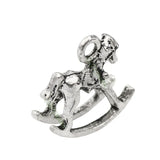 70pcs Antique Silver Rocking Horse Charm Pendant 16x16mm