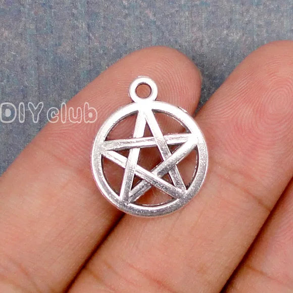 70pcs Tibetan Silver Pentagram Charms, Star 20x16mm