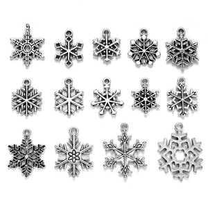 70pcs Silver Snowflake Charms Pendant DIY Jewelry Making