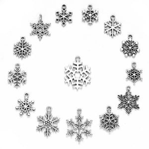 70pcs Silver Snowflake Charms Pendant DIY Jewelry Making