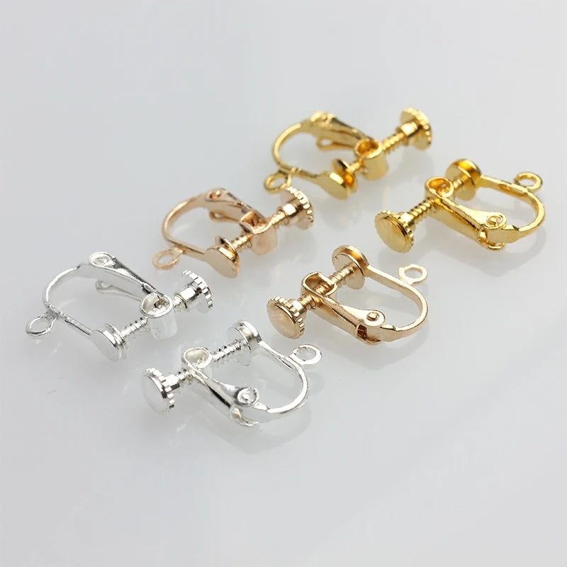 70pcs Brass Plated Screw Ear Clip Earrings with Hoop