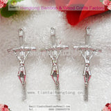 70pcs One Hole Alloy Rosary Cross Pendant Necklace Religious Adornment