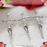 70pcs One Hole Alloy Rosary Cross Pendant Necklace Religious Adornment