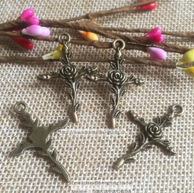 70pcs Antique Bronze Plated Rosary Cross Pendant