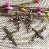 70pcs Antique Bronze Plated Rosary Cross Pendant