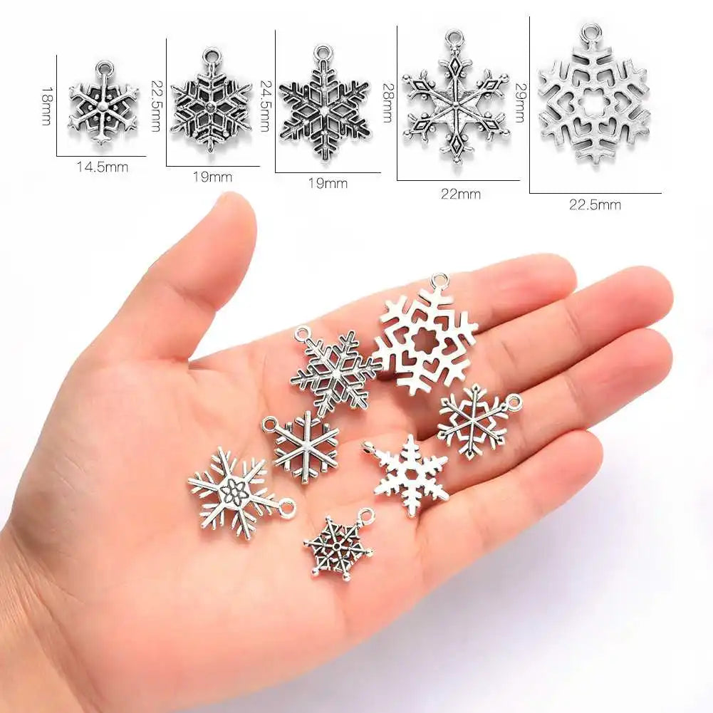 70pcs Vintage Snowflake Metal Charms Pendant DIY Jewelry Making Accessories