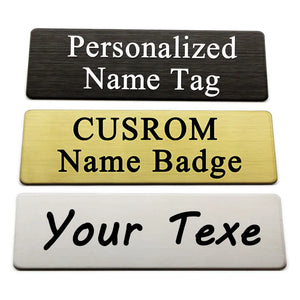 Custom Engraved Steel Metal Name Badges Pin
