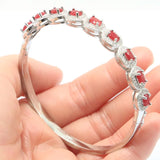 Gorgeous Green Emerald Ruby Silver Bracelet 7.5inch