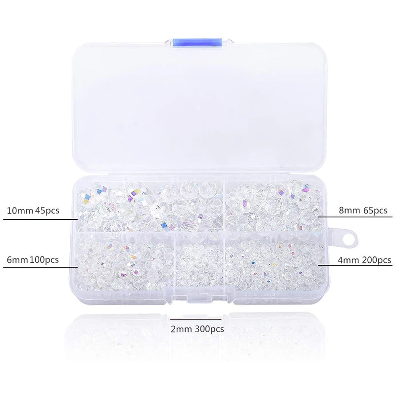 710Pcs Box Mixed Glass Round Beads Necklace Bracelet DIY Jewelry Making