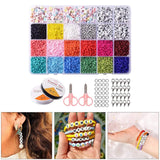 Colorful Glass Beads Spacer Jewelry Making Kit with Alphabet Letter