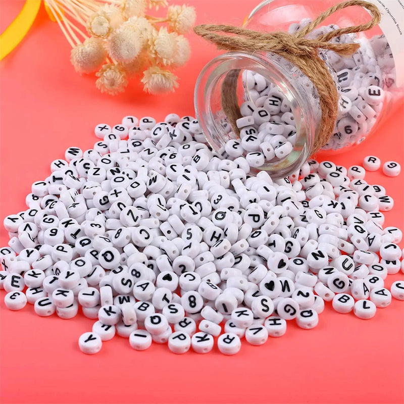 Colorful Glass Beads Spacer Jewelry Making Kit with Alphabet Letter
