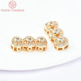 2PCS 7.5x19MM 24K Brass Zircon Beads Charm for Jewelry Making