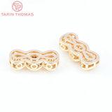 2PCS 7.5x19MM 24K Brass Zircon Beads Charm for Jewelry Making
