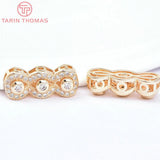 2PCS 7.5x19MM 24K Brass Zircon Beads Charm for Jewelry Making