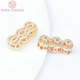 2PCS 7.5x19MM 24K Brass Zircon Beads Charm for Jewelry Making