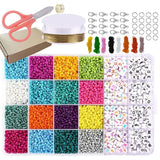 7162Pcs Glass Beads Round Jewelry Making Kit Earrings Bracelets